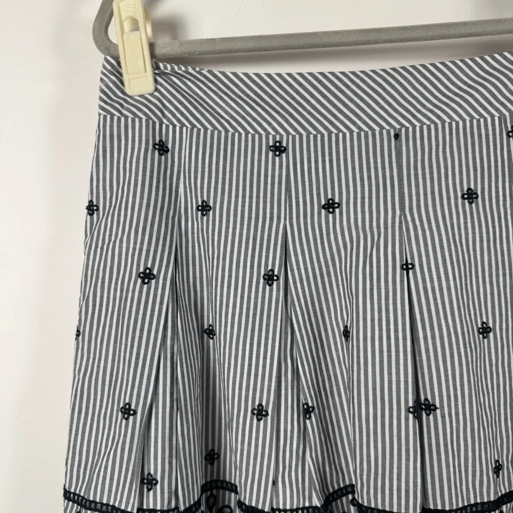 Talbots Skirt NWT Size 12 Striped Embroidered‎ Skirt Eyelet Boho Cottagecore